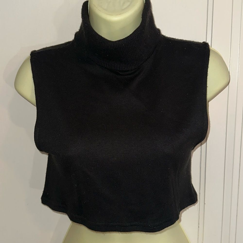 Vintage‎ Paris Accessories black acrylic ribbed turtleneck dickie layer top